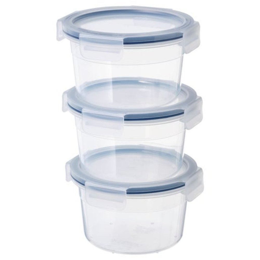 Food container with lid, round/plastic, 25 oz